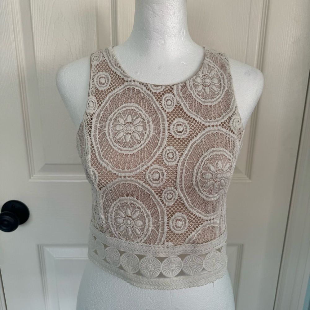Angel Biba White Lace Top
